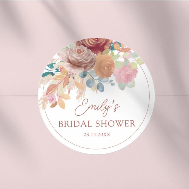 Sticker Rond Mariage Bohème Terracotta & Blush (Créateur téléchargé)