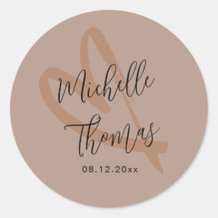 Sticker Rond Mariage Bohème Terracotta & Cœur