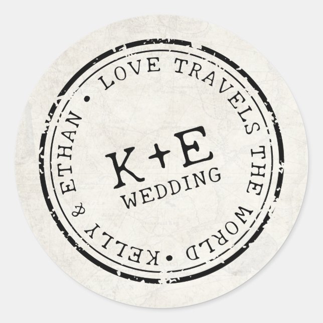 Sticker Rond Mariage Boho de la carte de destination (Devant)