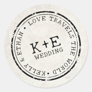Sticker Rond Mariage Boho de la carte de destination