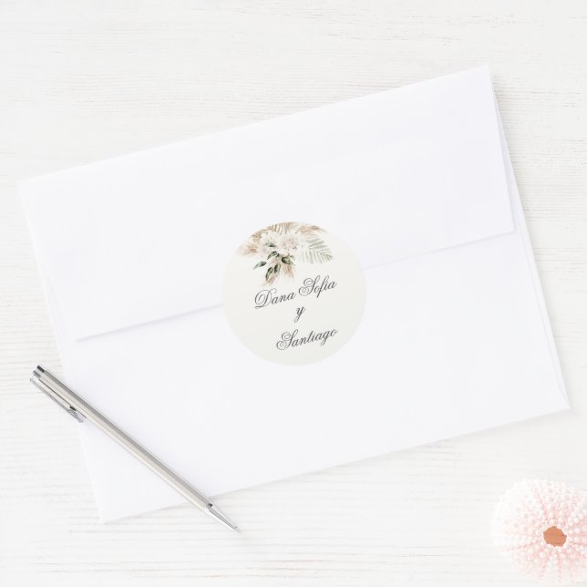 Sticker Rond Mariage Boho espagnol (Enveloppe)