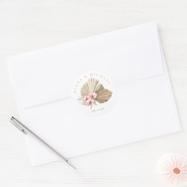 Sticker Rond Mariage Boho Oasis Floral ID959 (Enveloppe)