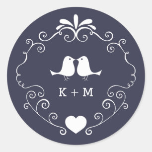 Sticker Rond Mariage Boho Swirls (couleur Arrière - plan modifi