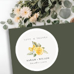 Sticker Rond Mariage botanique minimal Citrus Lemon<br><div class="desc">Si vous avez besoin d'une personnalisation supplémentaire,  n'hésitez pas à m'envoyer un message sur yellowfebstudio@gmail.com .</div>