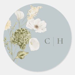 Sticker Rond Mariage botanique moderne à l'olive avec lys calla