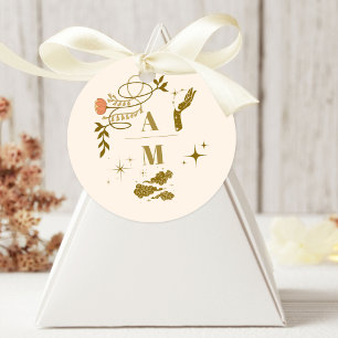 Sticker Rond Mariage botanique mystique vintage