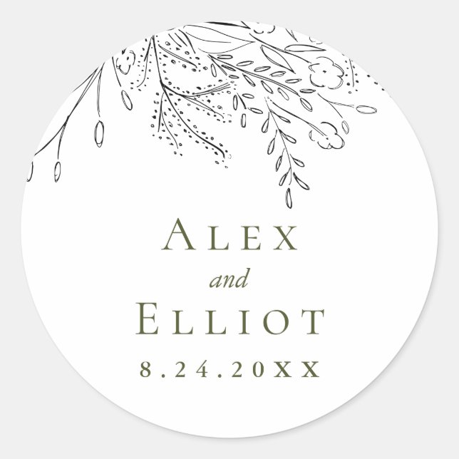 Sticker Rond Mariage Bouquet débordant (Devant)