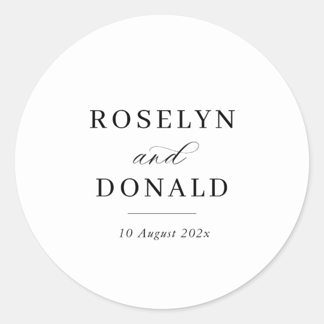 Sticker Rond Mariage calligraphié élégant (Devant)