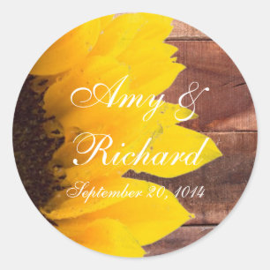 Sticker Rond Mariage campagnard de tournesol rustique