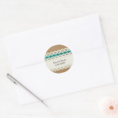Sticker Rond mariage campagnard turquoise Rustique et dentelle (Enveloppe)