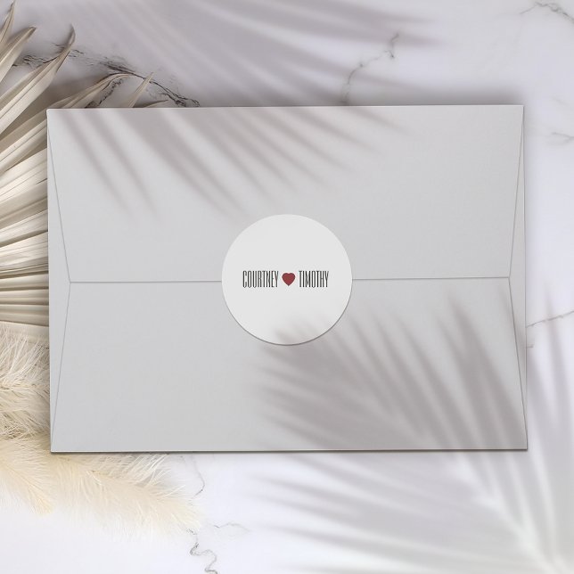 Sticker Rond Mariage cardiaque minimaliste (Créateur téléchargé)