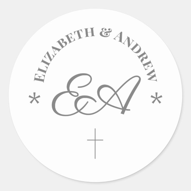 Sticker Rond Mariage catholique monogramme (Devant)