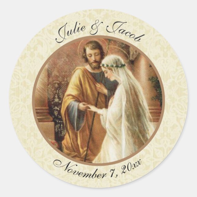 Sticker Rond Mariage catholique traditionnel de chambre de mari (Devant)