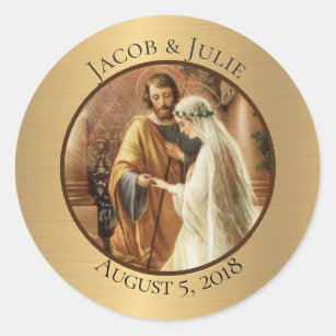 Sticker Rond Mariage catholique traditionnel de chambre de mari
