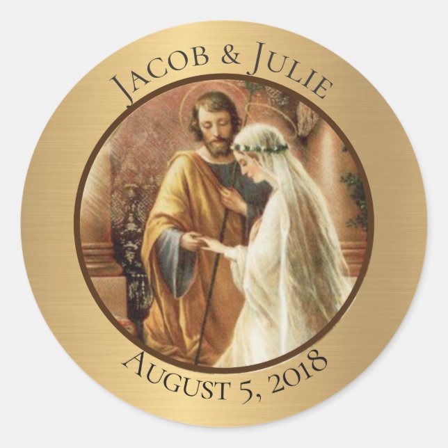Sticker Rond Mariage catholique traditionnel de chambre de mari (Devant)
