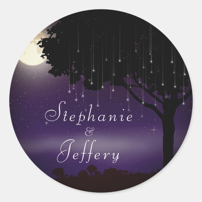 Sticker Rond Mariage céleste Starry Night Tree (Devant)