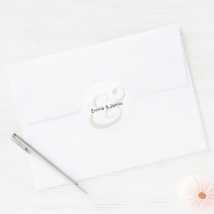 Sticker Rond Mariage Champagne Ampersand Enveloppe Monogramme
