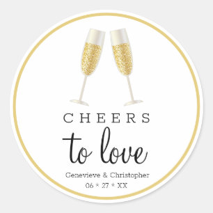Sticker Rond Mariage Champagne Gold pour l'amour