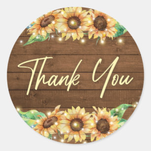 Sticker Rond Mariage Champêtre au Tournesol Fête de Remerciemen
