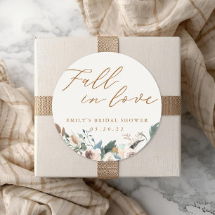 Sticker Rond Mariage Champêtre Automnal Floral Tombez Amoureux 