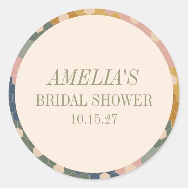 Sticker Rond Mariage Champêtre Bohème Chic Vintage sur Mesure (Devant)