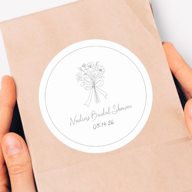 Sticker Rond Mariage Champêtre de Style Dessiné à la Main  (Créateur téléchargé)