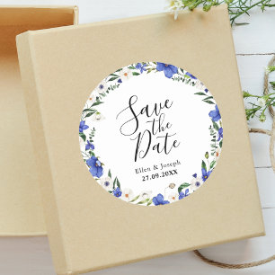 Sticker Rond Mariage champêtre et coloré avec des fleurs sauvag