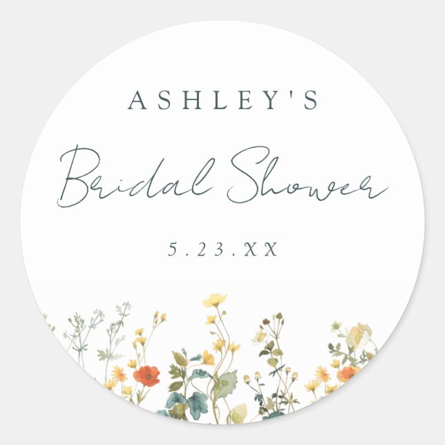 Sticker Rond Mariage Champêtre Fleurs des Champs (Devant)