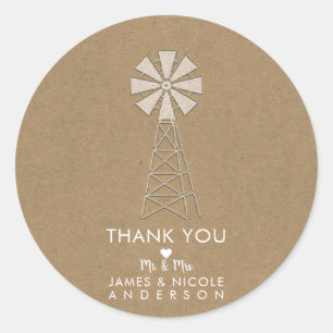 Sticker Rond Mariage Champêtre Moderne Kraft Brun Rustique Moul