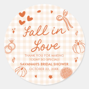 Sticker Rond Mariage Champêtre Orange Dessiné à la Main pour un