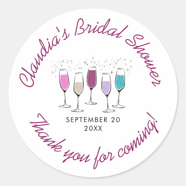 Sticker Rond Mariage Chic Élégant Shower de Mariée (Devant)