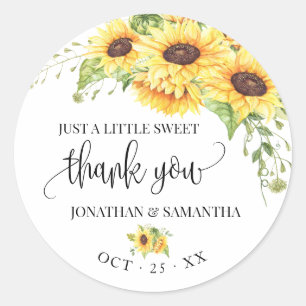 Sticker Rond mariage chic et floral de tournesol merci