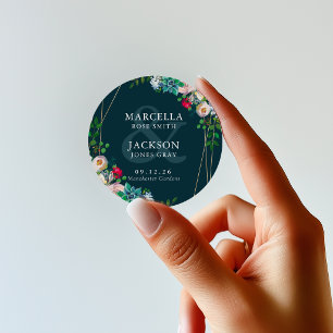 Sticker Rond Mariage Chic Succulents & Or