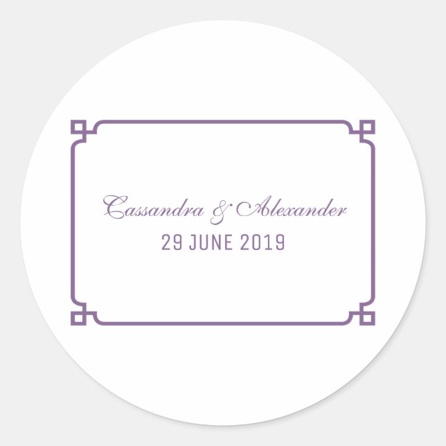 Sticker Rond Mariage chic violet déco (Devant)