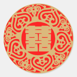 Sticker Rond Mariage chinois - Double bonheur