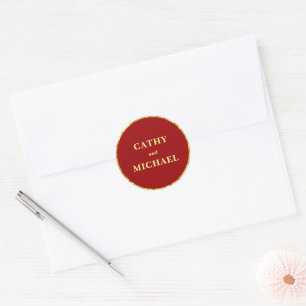 Sticker Rond Mariage chinois formel rouge or paillettes