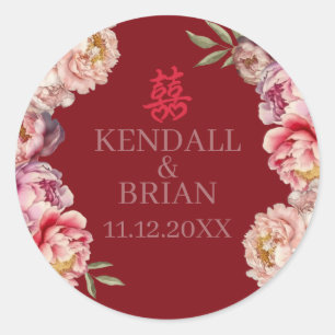 Sticker Rond Mariage chinois Peony