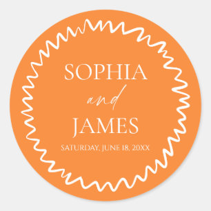 Sticker Rond Mariage Citron Ondeux Fantaisiste Orange