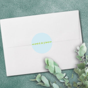 Sticker Rond Mariage Citron Vert et Bleu Côté Mer