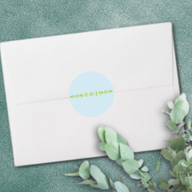 Sticker Rond Mariage Citron Vert et Bleu Côté Mer (Créateur téléchargé)