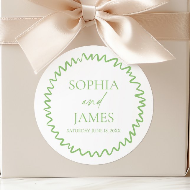 Sticker Rond Mariage Citron Vert Ondulé Fantaisiste (Créateur téléchargé)