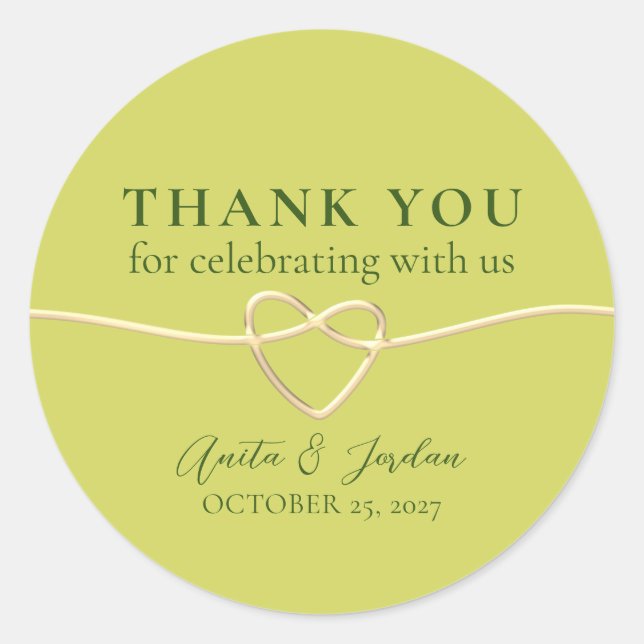 Sticker Rond Mariage Citron Vert Remerciements (Devant)