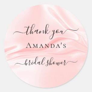 Sticker Rond Mariage civil blush soie satin nom merci