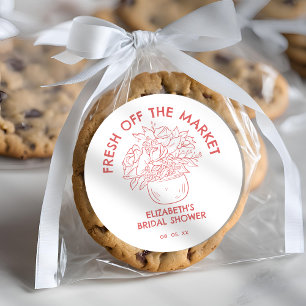 Sticker Rond Mariage civil Coral Fresh Off Market Dessin à la m