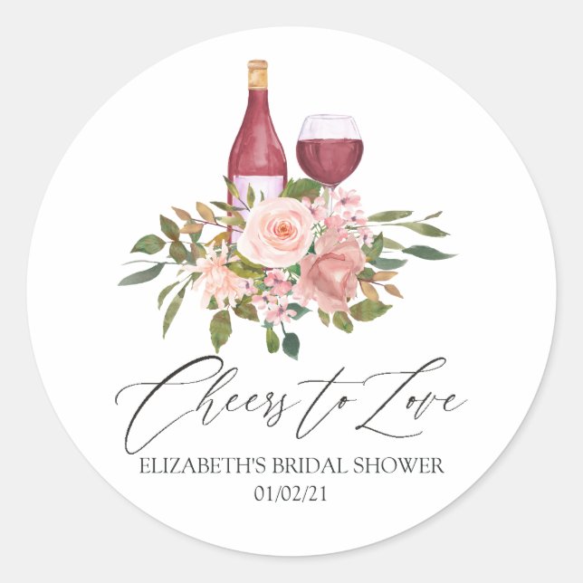 Sticker Rond Mariage civil en rose avec dégustation de vins thè (Devant)