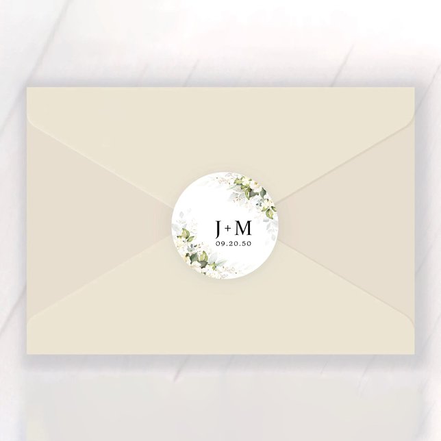 Sticker rond Mariage classique aux Roses blanches  (Créateur téléchargé)