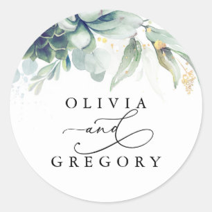 Sticker rond Mariage classique de verdure Succulen