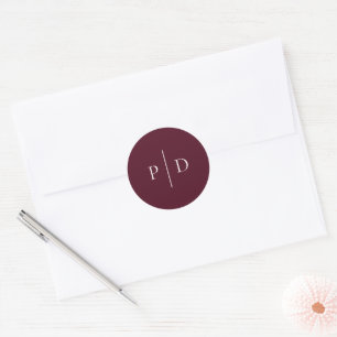 Sticker Rond Mariage Classique Élégant Bourguignon Foncé