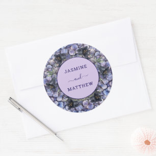 Sticker Rond Mariage Classique Fantaisiste Chic à Fleurs Noires