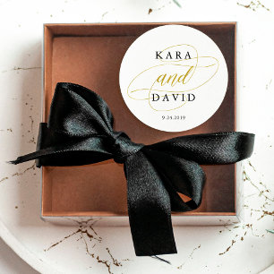 Sticker Rond Mariage classique glamour Faux Gold